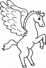 Pegasus Coloring Unicorn Wings Cute Drawing Pages Kids Color Paintingvalley sketch template