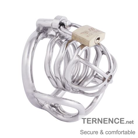 Ternence Male Chastity Device Stainless Steel Cock Cage Penis Ring With