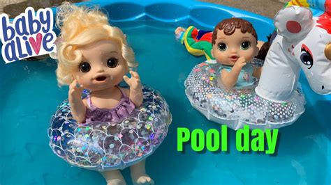 baby alive pool day baby alive swimming   pool youtube