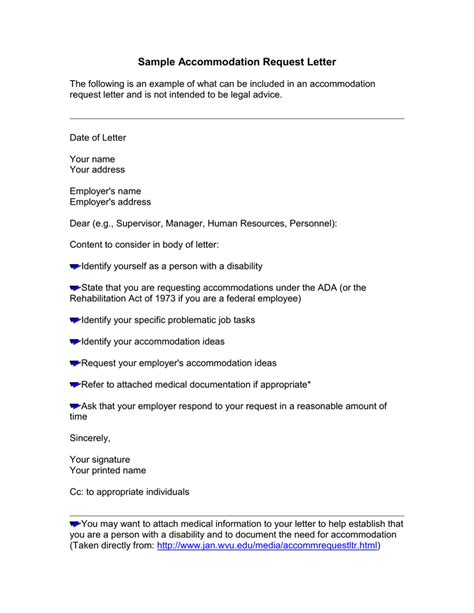 sample accommodation request letter