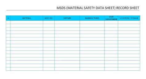 msds record sheet
