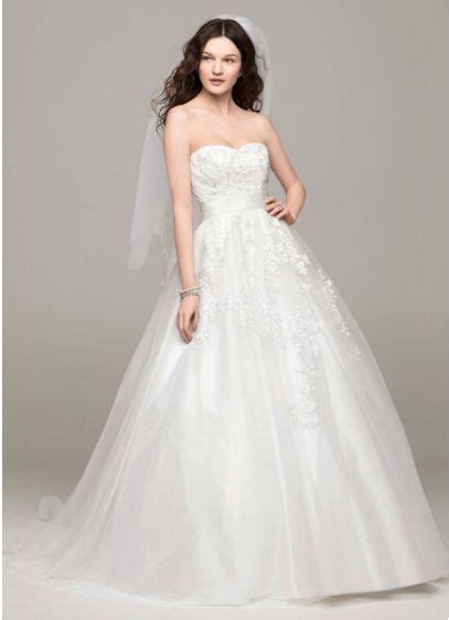 strapless tulle ball gown with beaded appliques david s bridal