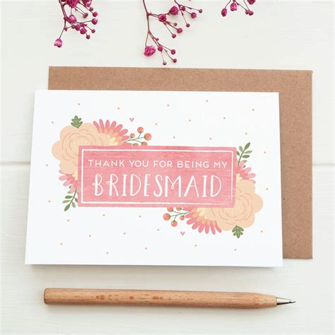 thank you for being my bridesmaid card by joanne hawker