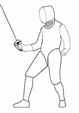 Fencing Sabre Tigre Fechten Ausmalbilder Escrime Colorier Dent sketch template
