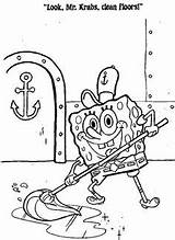 Coloring Pages Krusty Krab Spongebob Color Mopping Luna Floor sketch template