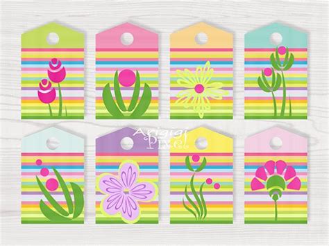 spring gift tags colorful lines  flower easter printables