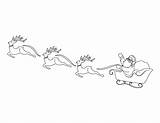 Reindeer Santa Coloring Flying Claus Pages Printable sketch template