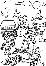 Snowman Coloring Pages Kids Snowballs Throwing Disney Edupics Throw sketch template