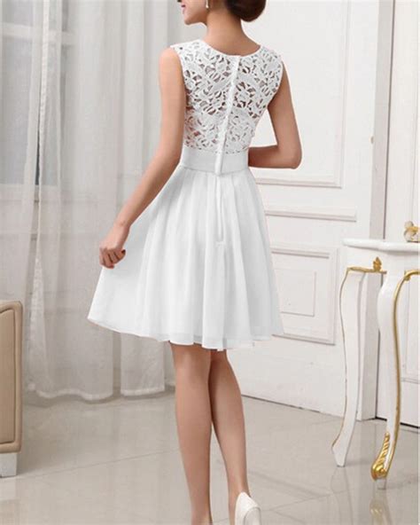 new fashion cute white chiffon women summer dress 2017