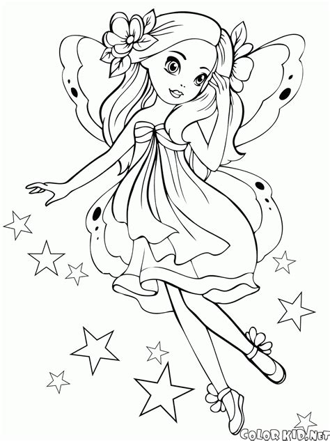 coloring page princess fairy  flight