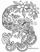 Coloring Monogram Pages Adult Floral Instant Colouring Getdrawings Kids Getcolorings Activity Craft sketch template