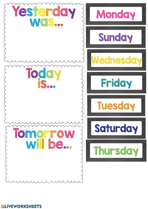 days   week preschool charts preschool classroom labels