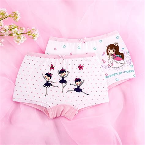 full cotton girls underwear 2pcs patchwork boxers girls underpants