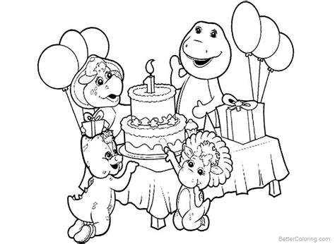 barney coloring pages birthday party  printable coloring pages
