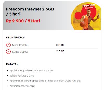 unreg paket freedom indosat   kuota internet lainnya