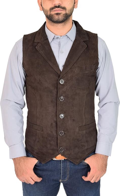 mens real suede traditional style classic waistcoat gilet vest devin brown  amazon mens