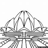 Temple India Coloring Lotus Pages Delhi Clipart Famous Places Gate Landmarks Sketch Cliparts Color Painting Thecolor Gif Template Library sketch template