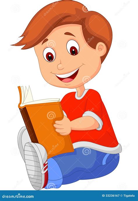 young cartoon male student walking  reading vector illustration