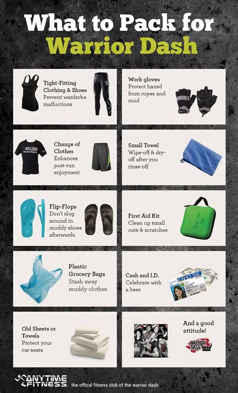 10 must haves to pack for warrior dash this is for you megan mattive p s include contact