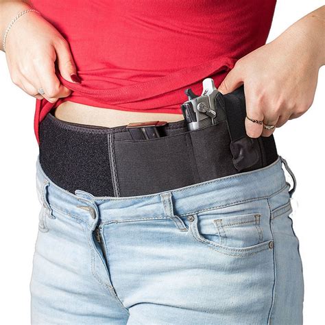 left hand belly band waist pistol holster women nylon holsters