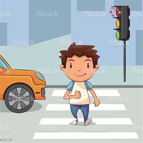 child crossing street stock illustration  image  zebra