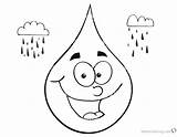 Raindrop Coloring Face Pages Simle Cartoon Printable Raindrops Template Kids sketch template
