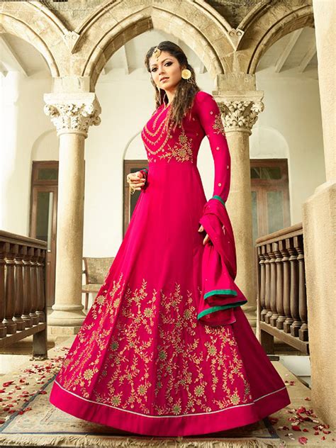 drashti dhami designer faux georgette pink heavy embroidered salwar suit