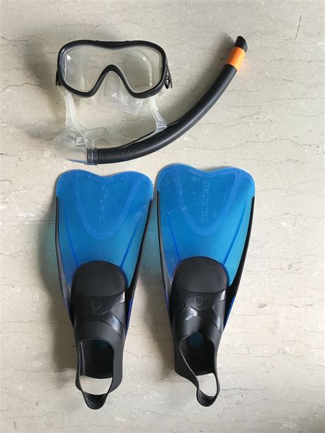 decathlon snorkeling mask  fins sports sports games equipment  carousell