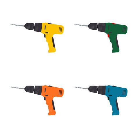premium vector electric drill flat vector illustration power drills drilling machines set
