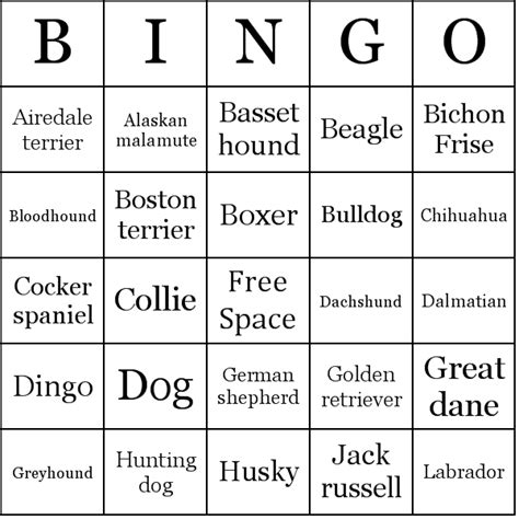 dogs bingo cards