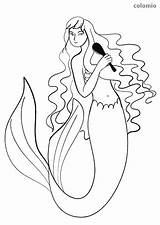 Meerjungfrau Comb Kamm Ausmalbild Mermaids sketch template