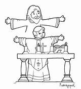 Coloring Catholic Mass Priest Pages Eucharist Sunday Kids School Crafts Celebrating Drawing Sheets Catechism Liturgy Parts Sacerdote Children Jesus Color sketch template