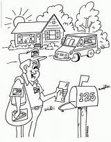 Mail Mailman Postal Workers Coloringhome Getcolorings sketch template