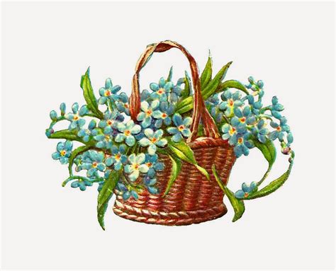 antique images  flower graphic antique wicker flower basket  forget   flowers