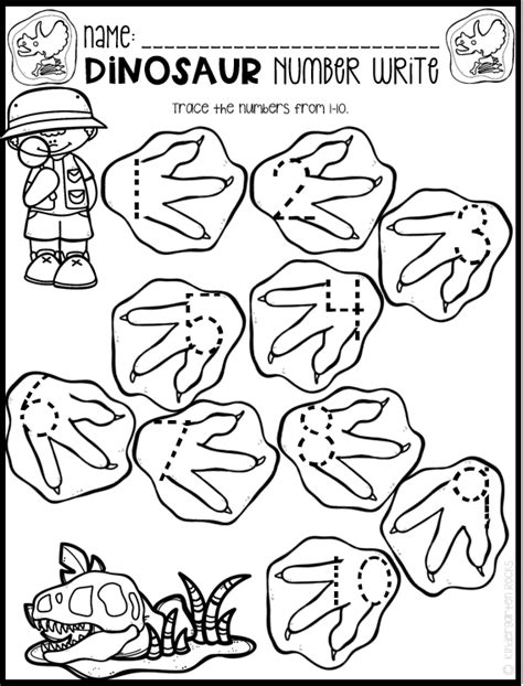 dinosaur math  literacy worksheets  printables  preschool