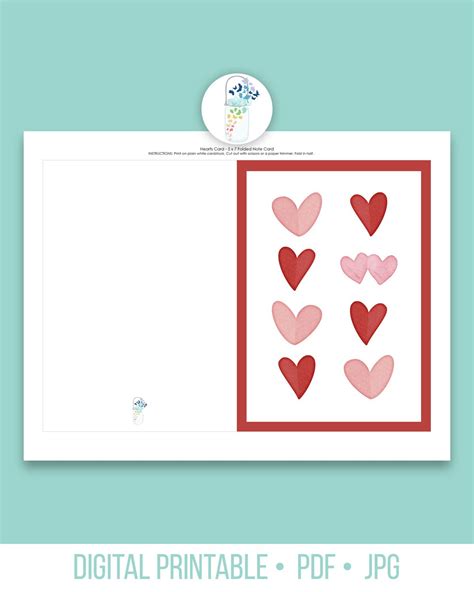 hearts printable card  lauras crafty life