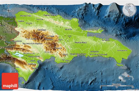 physical 3d map of dominican republic darken