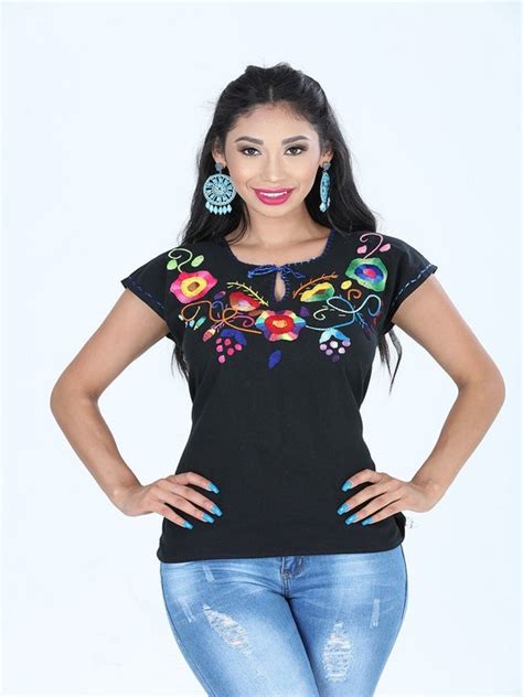 Camisa Mexicana Floral Artesanal Etsy