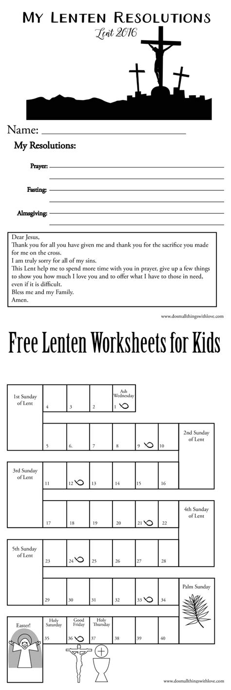 lenten worksheets  kids  printable  small