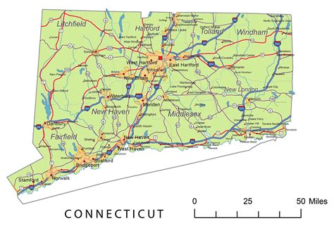 preview  connecticut state vector road map  vector mapscom