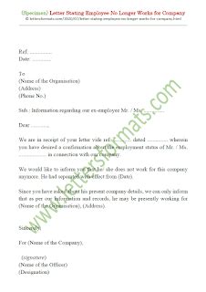 sample letter stating employee  longer works  company