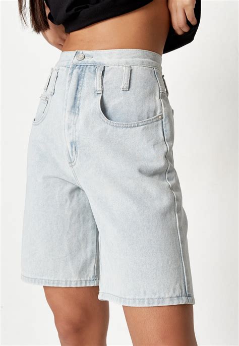 Blue Long Bermuda Denim Shorts Missguided