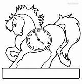 Clock Coloring Pages Horse Kids Printable Vintage Face Drawing Cool2bkids Print Color Alarm Six Past Half Cool Getdrawings Coloringpagesonly sketch template