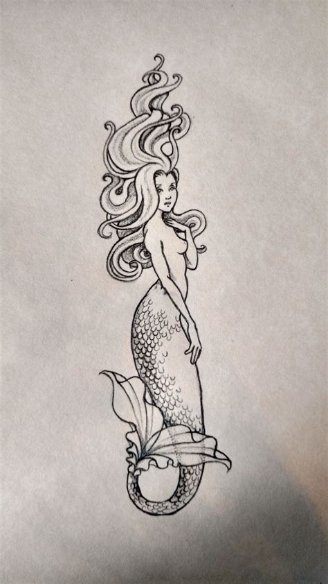 Romantic Mermaid Esquisse Dun Tatouage Tattoo Sketch Mermaid