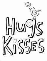 Kisses Hugs Hallmark Valentine sketch template