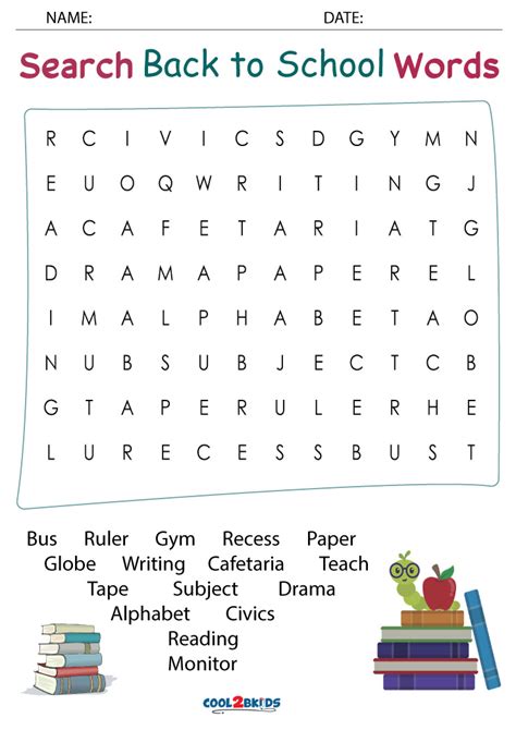 printable   school word search coolbkids