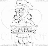 Baking Cookies Clipart Chip Chocolate Woman Lineart Illustration Happy Visekart Royalty Vector Clip sketch template