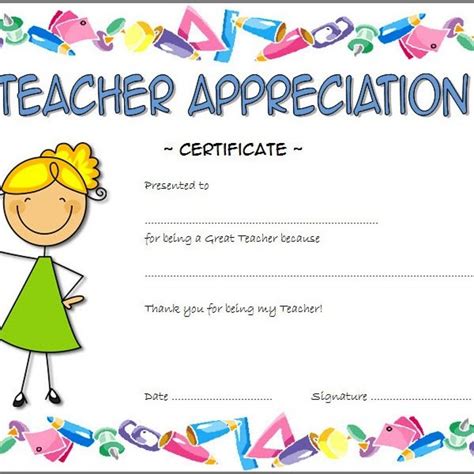 teacher appreciation certificate templates ideas
