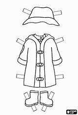 Coloring Pages Raincoat Dress Hat Rainy Paper Boots Clothing Dolls Activities Caillou Printable Weather Clothes Kids Play Games Days Rubber sketch template