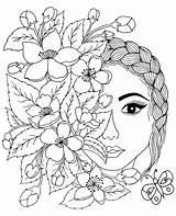 Face Filles Coloriages раскраски Faces Fleurs sketch template